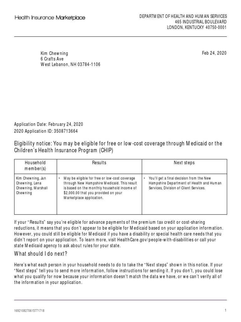 Eligibility Notice You May Be Eligible For Free or LowCost Coverage