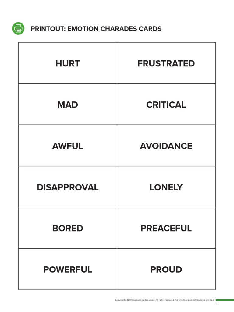 emotion charade cards | pdf