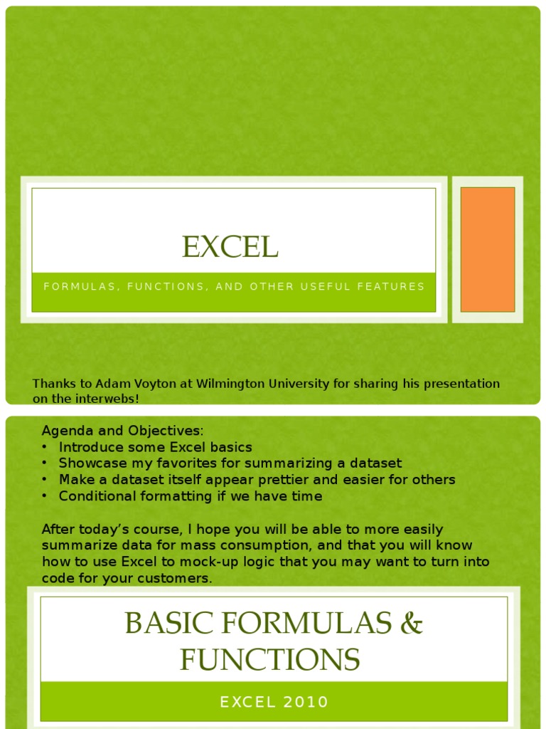 Excel: Thanks To Adam Voyton at Wilmington University For Sharing His ...