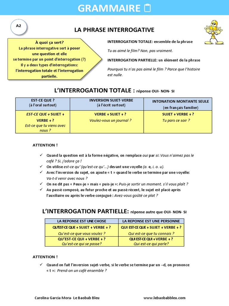 Types de phrases interrogatives | PDF | Question | Phrase