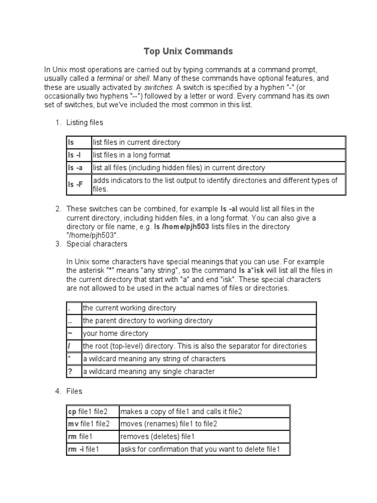Top Unix Commands: Ls Ls - L Ls - A Ls - F Ls - Al Ls /home/pjh503 ...