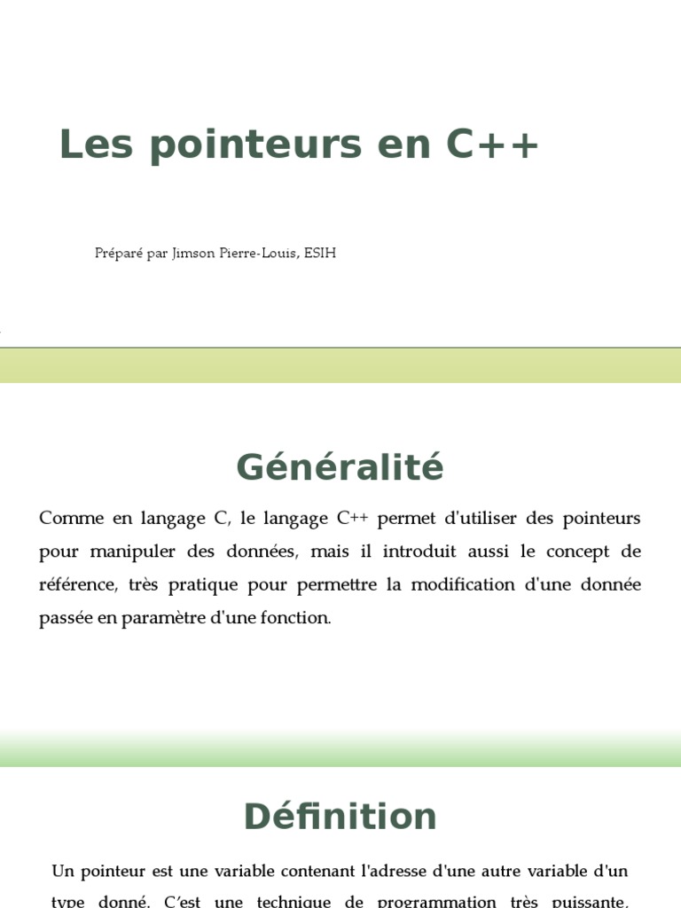 Définition des pointeurs en C++ | PDF | Pointeur (programmation ...