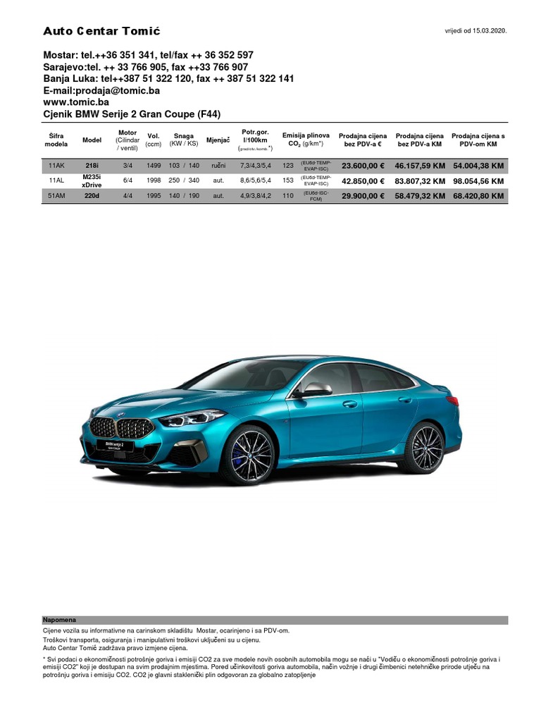 BMW Pricelist 2 Series Gran Coupe - Pdf.asset.1587985805765 PDF | PDF