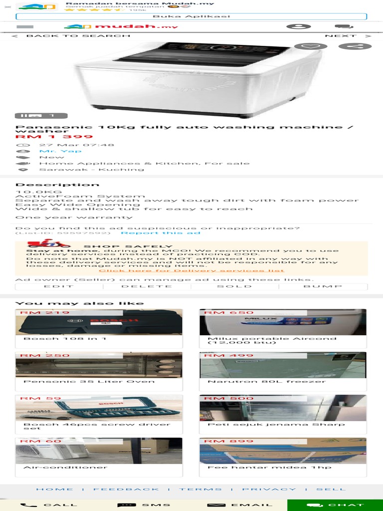 Panasonic 10Kg Fully Auto Washing Machine Washer Home Appliances