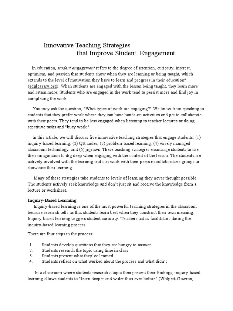 Engaging Strategies for Student Learning | PDF | Project Based Learning ...