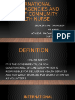 International Health Agencies and Role of Commumity Health Nurse