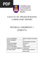 Physical Chemistry 1 (CHM 471) : Faculty of Applied Sciences Laboratory Report