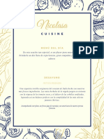 Azul Dorado Floral Elegante Marco Borde Restaurante Menú PDF