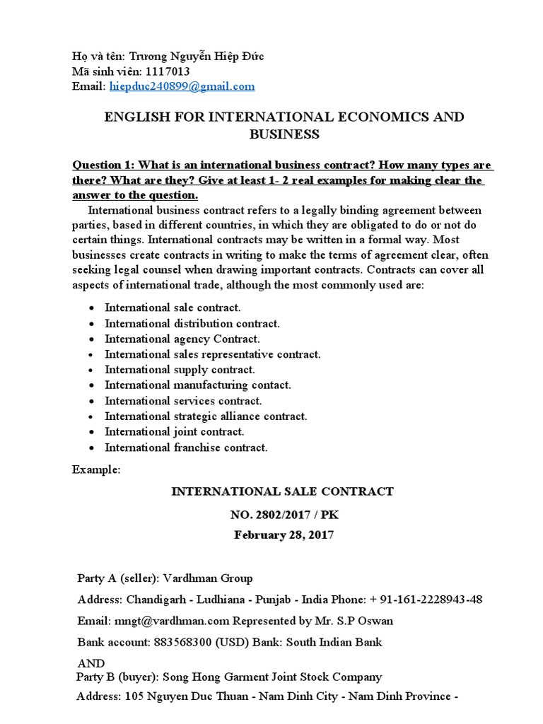 Types of International Business Contracts | PDF | Joint Venture ...