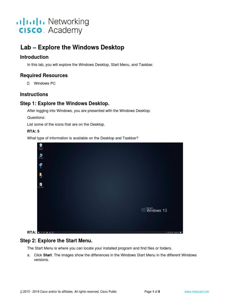 Exploring the Windows Desktop Lab | PDF | Computer Architecture ...