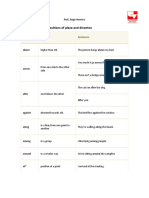 Sentences With Prepositions of Place and Direction