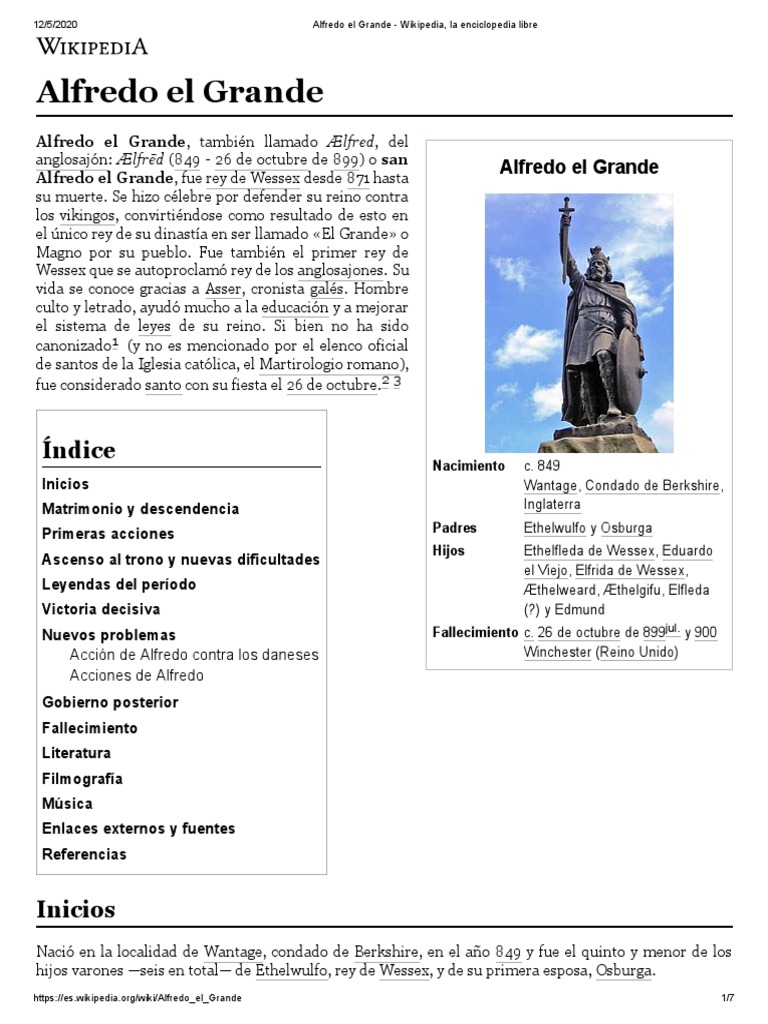 Alfredo El Grande Wikipedia, La Enciclopedia Libre PDF Inglaterra