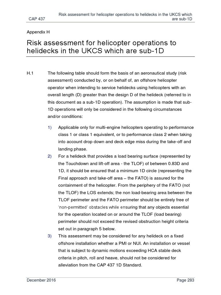 Risk Assessment for Sub-1D Helideck Operations | PDF | Aviation | Nature
