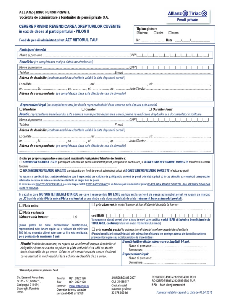 Cerere Plata Activ Net Pe Caz De Deces Pii 30032018