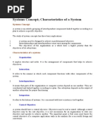 Systems Concept Characteristics of A System: UNIT-1