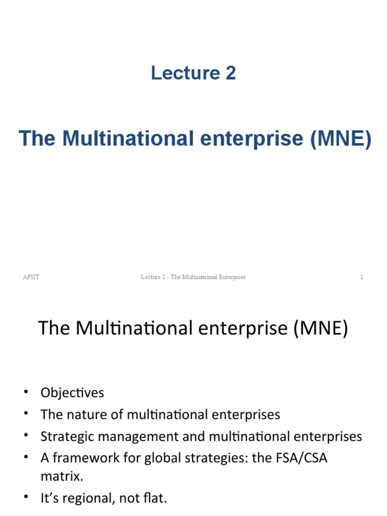 Lecture 2 The Multinational Enterprise Download Free Pdf