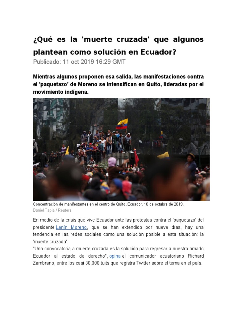 Qué es la 'muerte cruzada' PDF Ecuador Parlamento