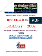 ICSE Class 10 Question Paper Biology 2007 PDF