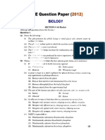 ICSE QUESTION PAPER Biology 2012 Class 10 PDF