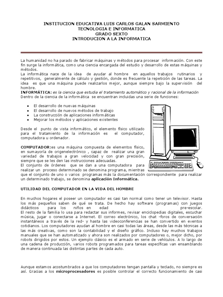 Introducción a la Informática | PDF | Hardware de la computadora ...