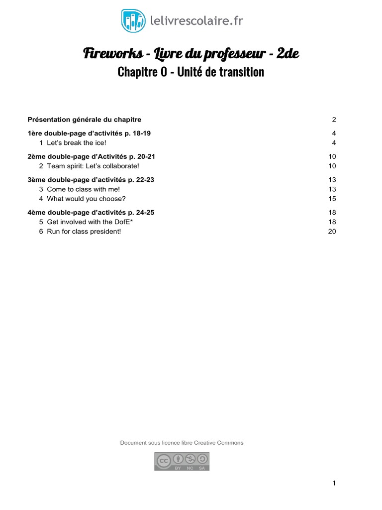 Shine Bright 2nde Livre Du Prof Pdf Fireworks 2nde - Livre Du Professeur - Chapitre 0 - Unité de Transition |  PDF | Discours (linguistique) | Sémiotique