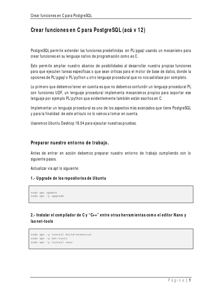 Crear Funciones en C para Postgres - Revision | PDF | Biblioteca ...