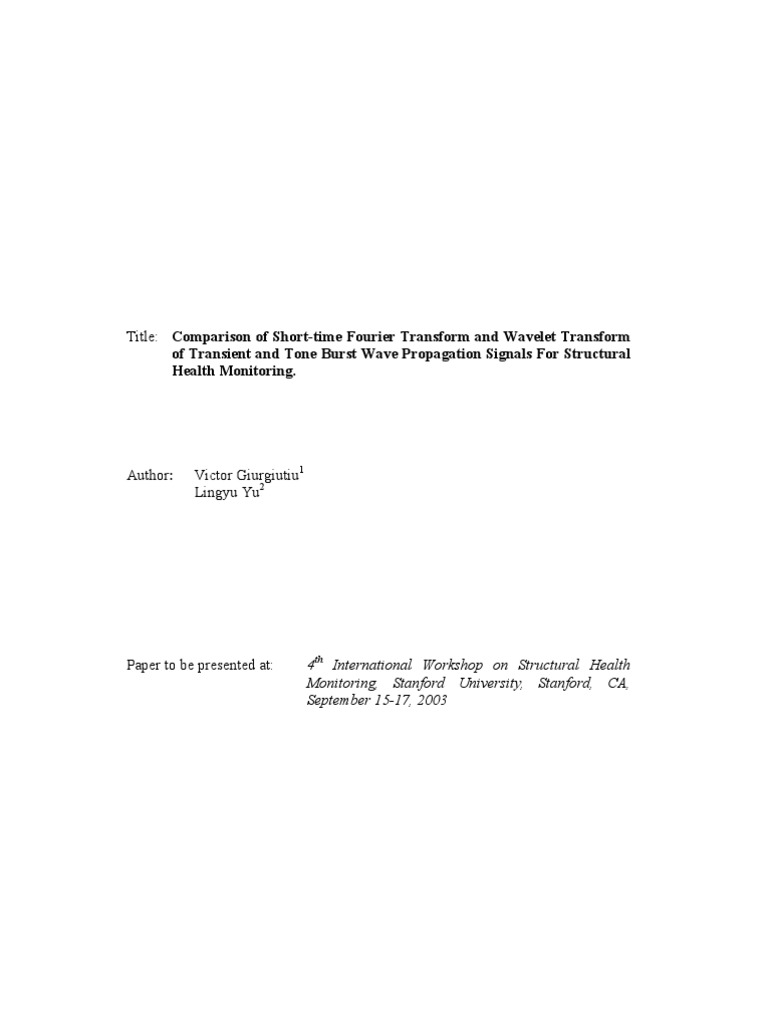 Title: Comparison of Short-Time Fourier Transform and Wavelet Transform ...