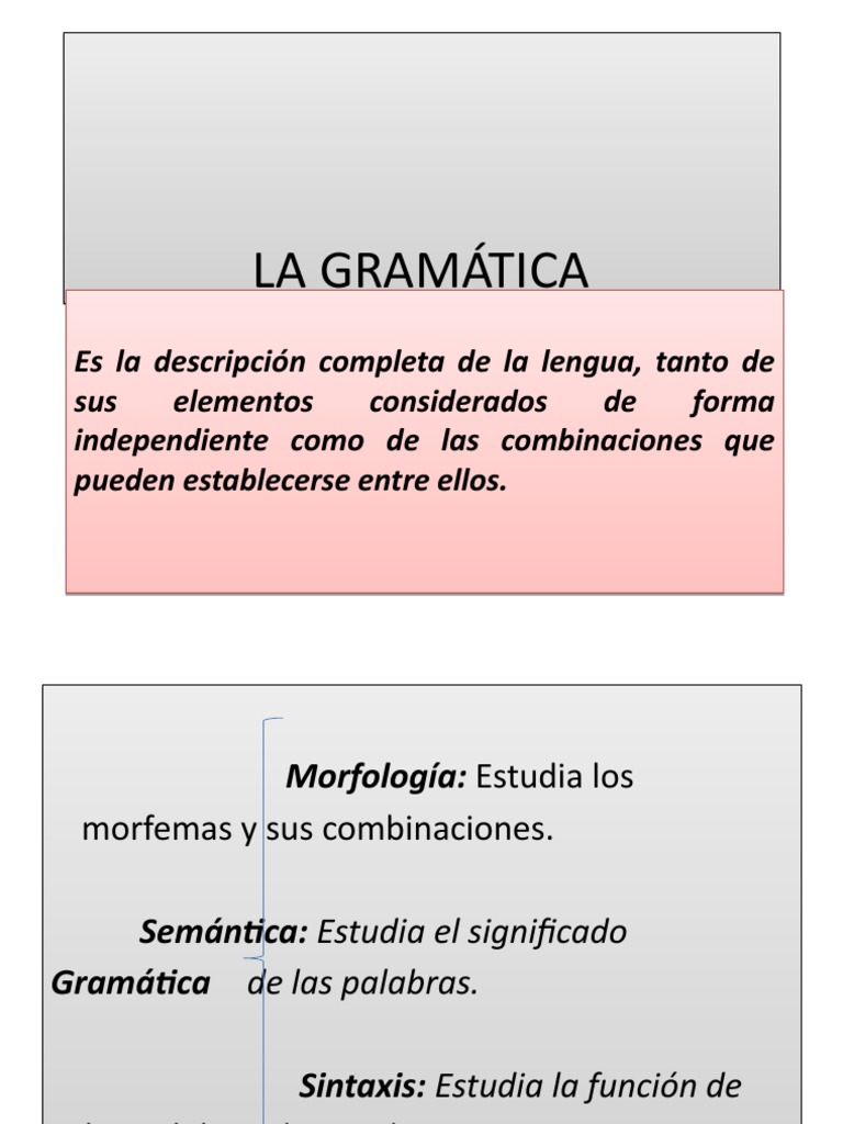 La Gramática. Oración | PDF | Palabra | Verbo