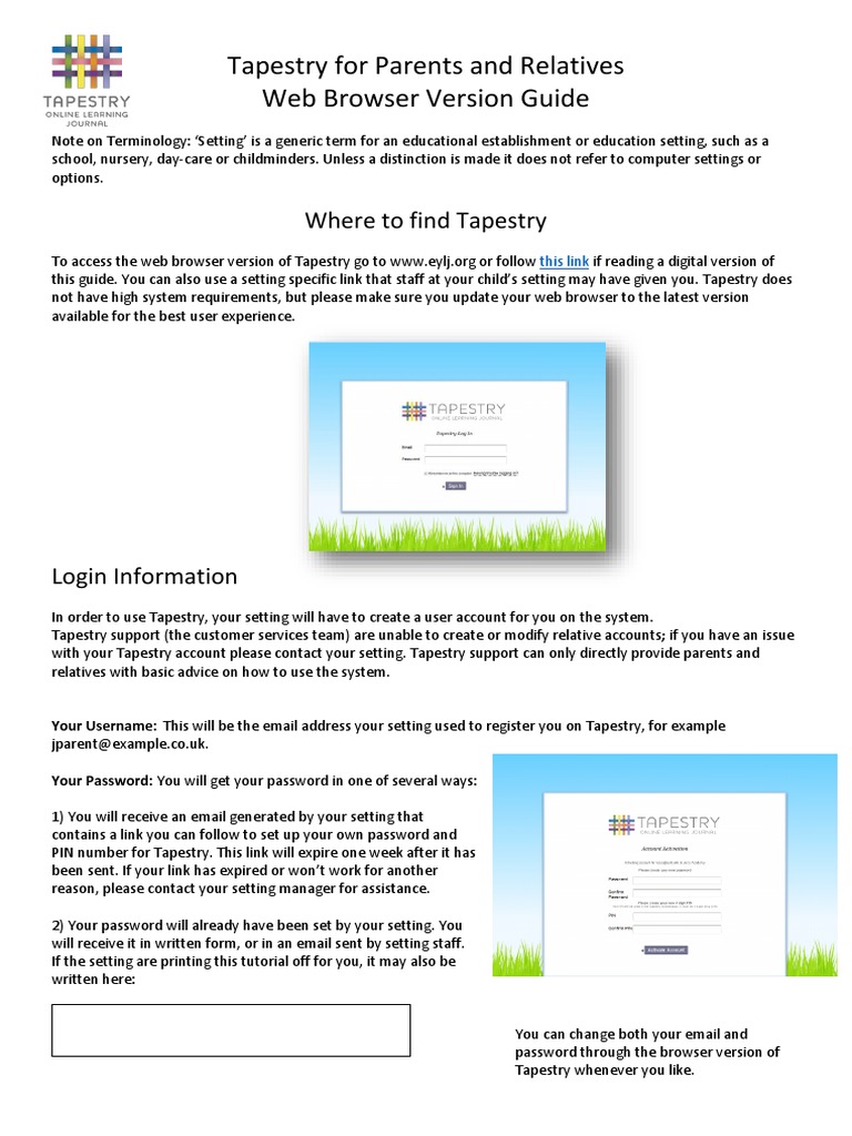 Tapestry Parents Guide  PDF Password World Wide 