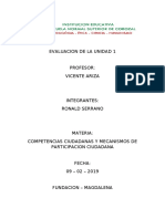 EVALUACION DE LA UNIDAD 1 (COMPETENCIAS CIUDADANAS Y MECANISMOS DE PARTICIPACION CIUDADANA)