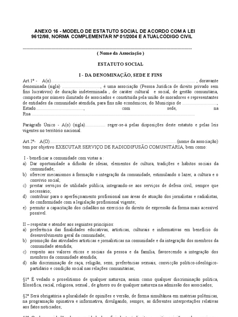 Modelo de Estatuto Social | PDF