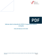 COVID-19 en España. Situación en Sanitarios A 04 de Mayo de 2020