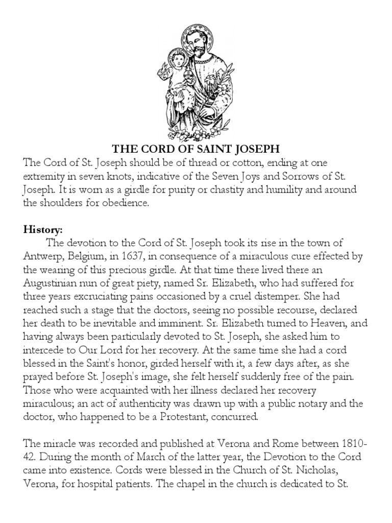 The Cord of Saint Joseph PDF Saint Joseph Mary, Mother Of Jesus