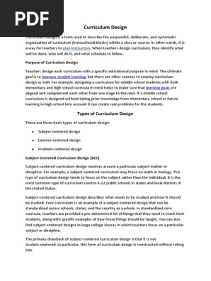 Curriculum Design