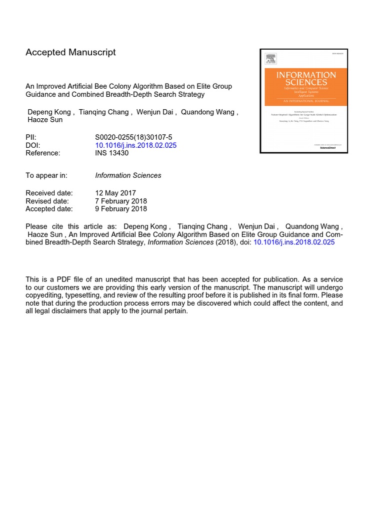 Improved Artificial Bee Colony Algorithm | PDF | Metaheuristic ...