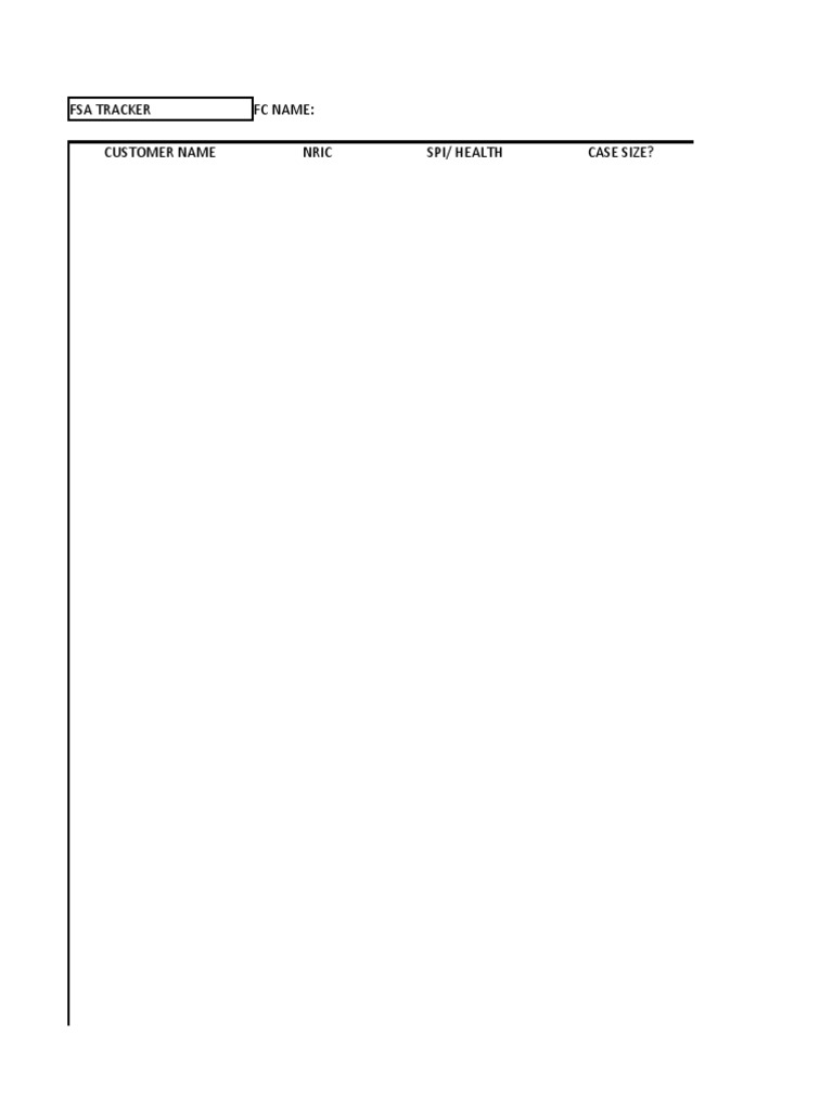 Fsa Tracker FC Name: Customer Name Nric Spi/ Health Case Size? | PDF | Law