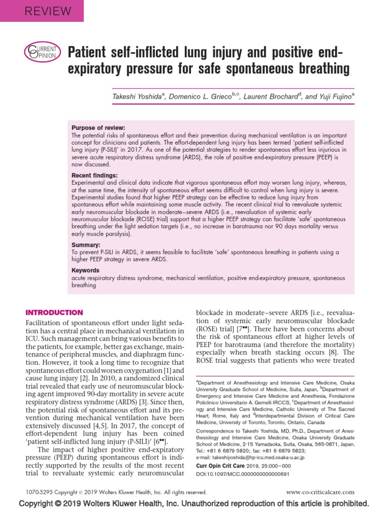 Patient Self-Inflicted Lung Injury and Positive End-Expiratory Pressure ...