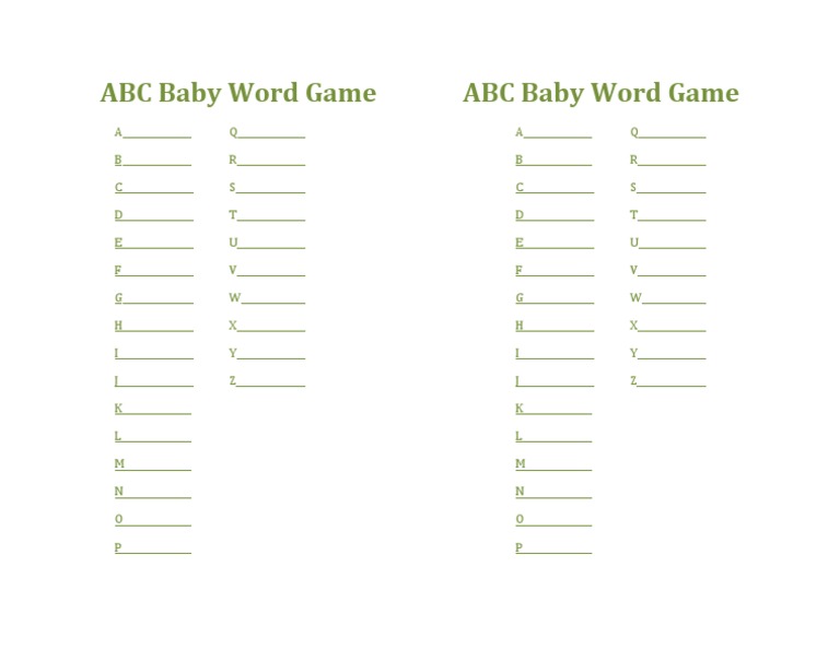 ABC Baby Word Game PDF