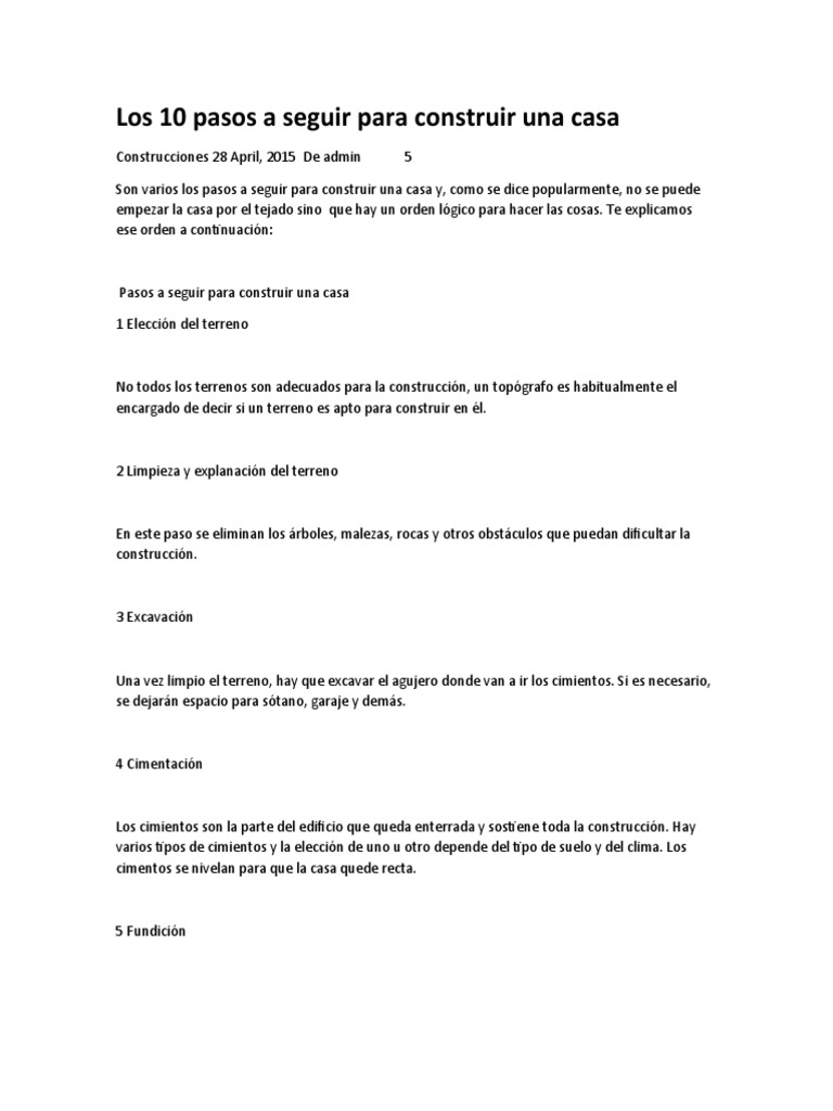 Los 10 Pasos A Seguir para Construir Una Casa | PDF | Fundación  (Ingeniería) | Ingeniería de Edificación, image size:768x1024
