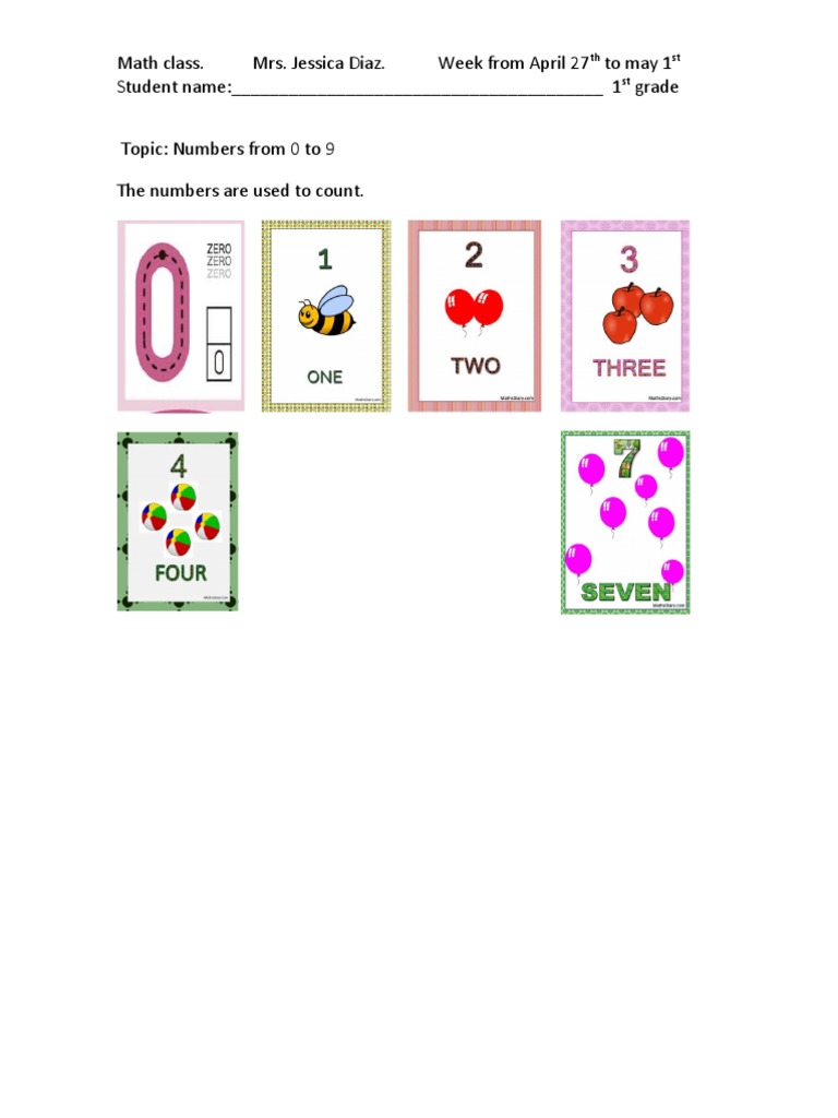 Math Class. Mrs. Jessica Diaz. Week From April 27 Tomay1 Student Name ...