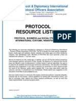 Protocol Resource Listing: Protocol & Diplomacy International Protocol Officers Association