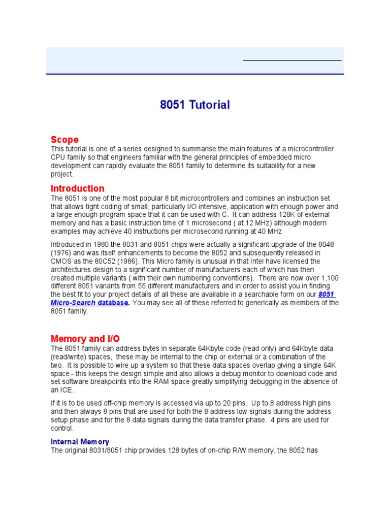 8051 Tutorial | Download Free PDF | Digital Electronics | Computer ...