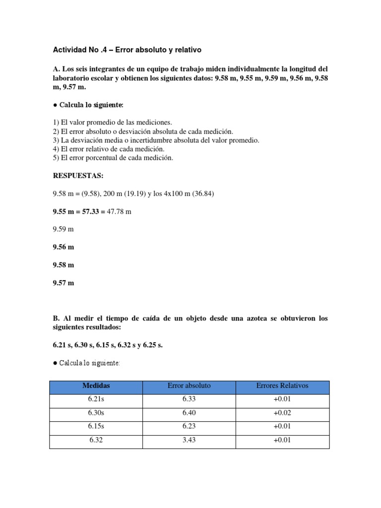 Cálculo de Errores en Mediciones | PDF