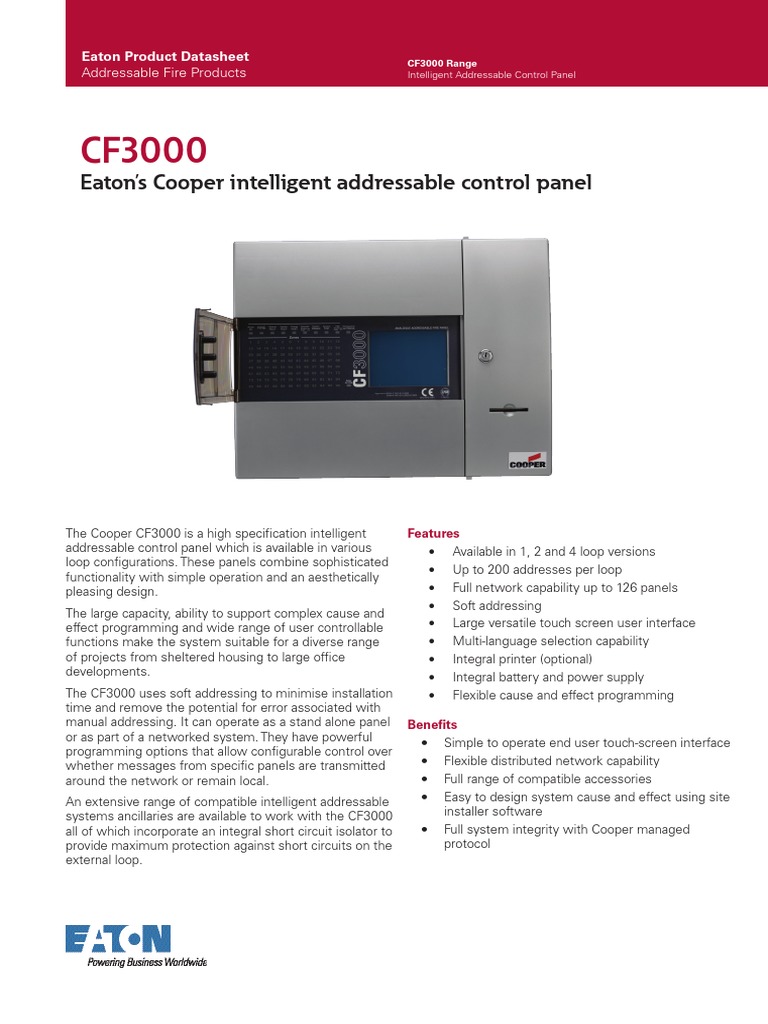 Eaton's Cooper CF3000 Intelligent Addressable Fire Control Panel