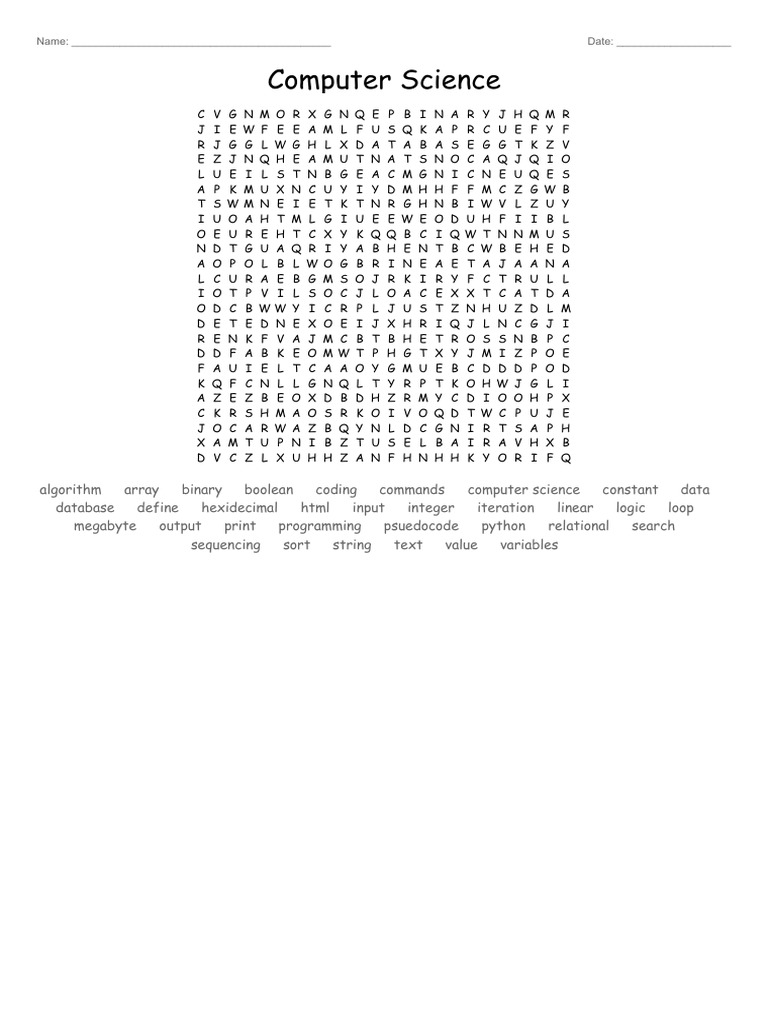 Computer Science Name Date PDF Boolean Data Type Mathematical