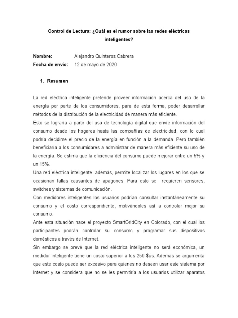 Red Eléctrica Inteligente PDF Red inteligente Red de computadoras