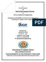 Vehical Information System: A Project Synopsis On at DUCAT Institute of Training Noida