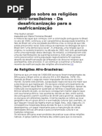 Discursos sobre as religiões afro
