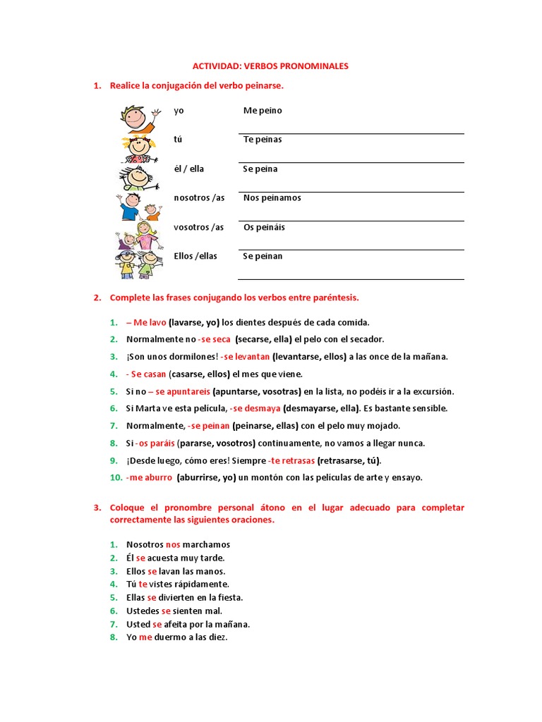 Los Verbos Pronominales Worksheet – QKOGE
