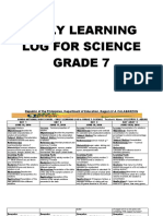 Daily Learning Log For Science Grade 7